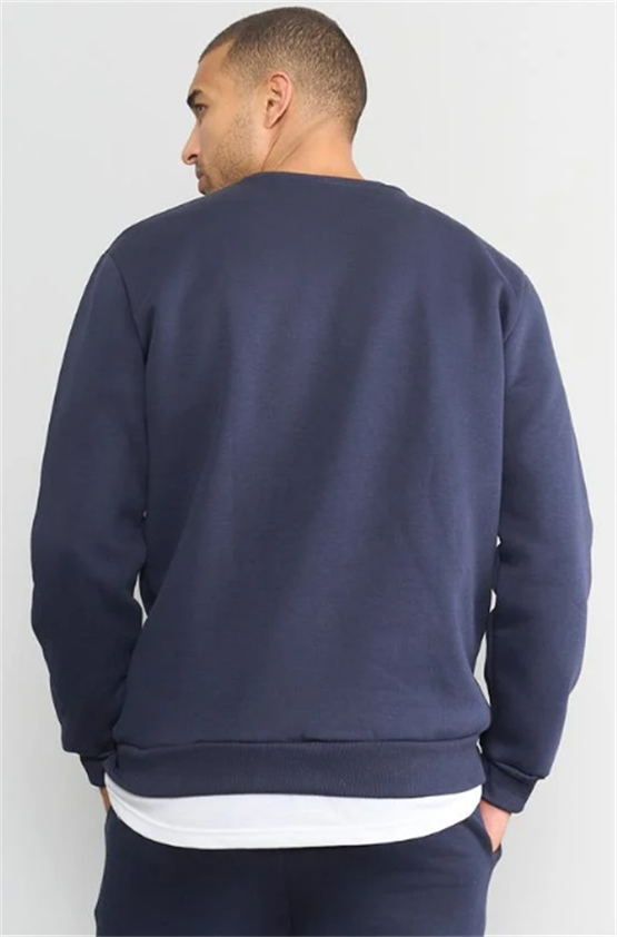 Çetinkaya Mentality 3036 3 İp Bisiklet Yaka Lacivert Sweatshirt