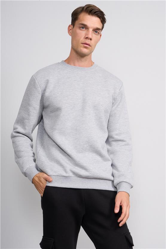 Çetinkaya Mentality 3036 3 İp Bisiklet Yaka Grimelanj Sweatshirt