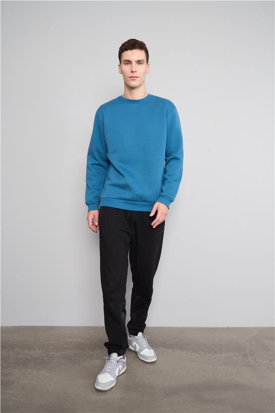 Çetinkaya Mentality 3036 3 İp Bisiklet Yaka Petrol Sweatshirt