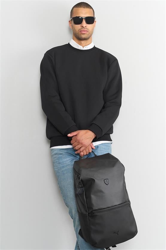 Çetinkaya Mentality 3036 3 İp Bisiklet Yaka Siyah Sweatshirt