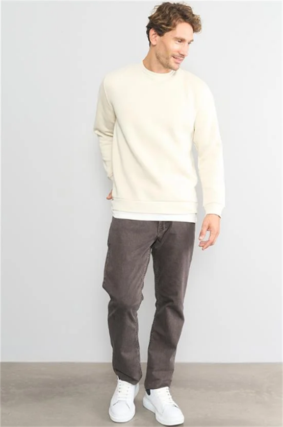 Çetinkaya Mentality 3036 3 İp Bisiklet Yaka Taş Sweatshirt