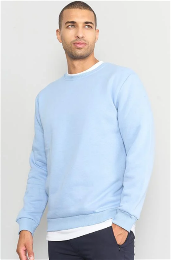 Çetinkaya Mentality 3036 3 İp Bisiklet Yaka Mavi Sweatshirt