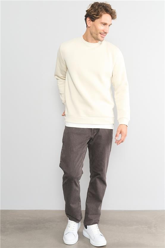 Çetinkaya Mentality 3036 3 İp Bisiklet Yaka Taş Sweatshirt