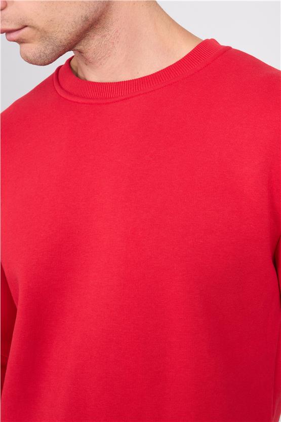 Çetinkaya Mentality 3036 3 İp Bisiklet Yaka Kırmızı Sweatshirt
