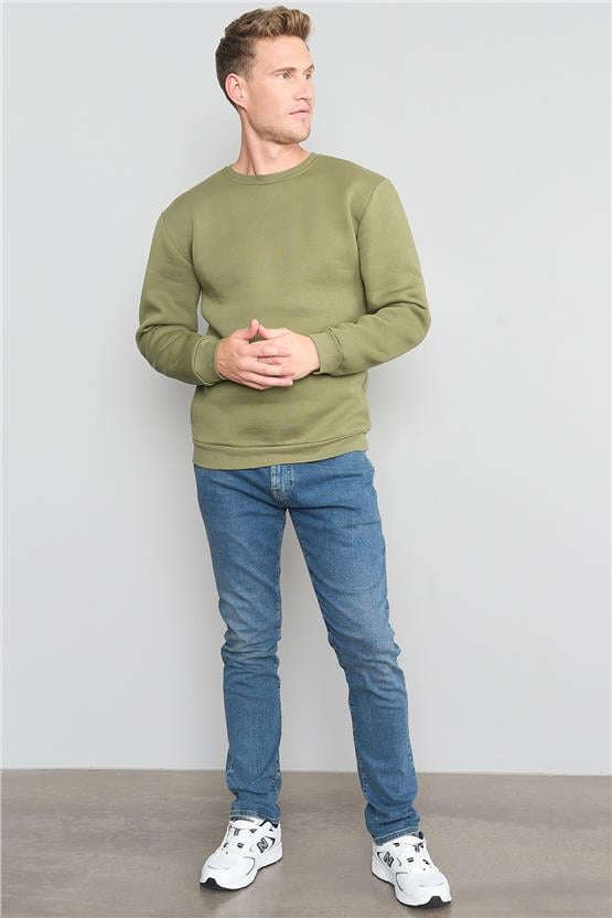 Çetinkaya Mentality 3036 Bisiklet Yaka Haki Sweatshirt