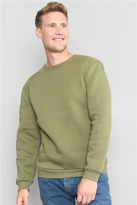 Çetinkaya Mentality 3036 Bisiklet Yaka Haki Sweatshirt