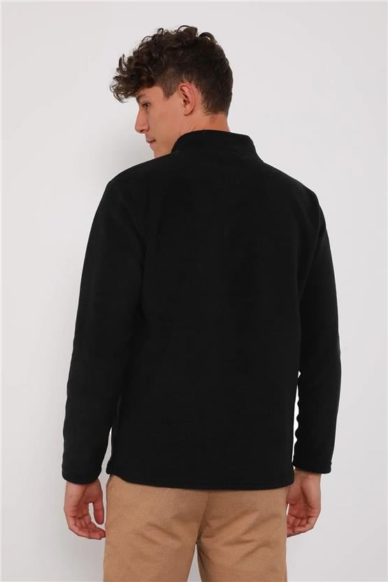 Çetinkaya Mentality 3091 Dik Yaka Yarım Fermuarlı Polar Siyah