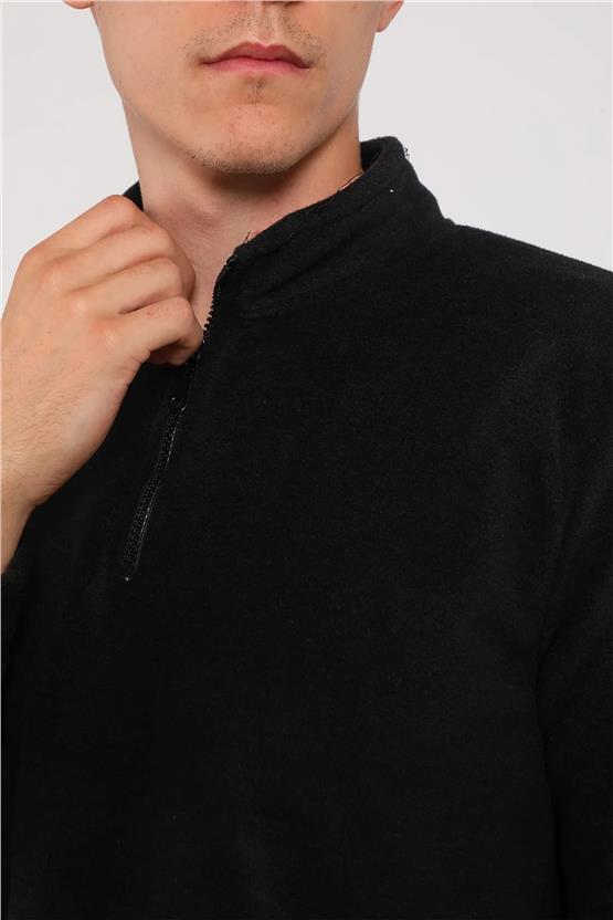 Çetinkaya Mentality 3091 Dik Yaka Yarım Fermuarlı Polar Siyah