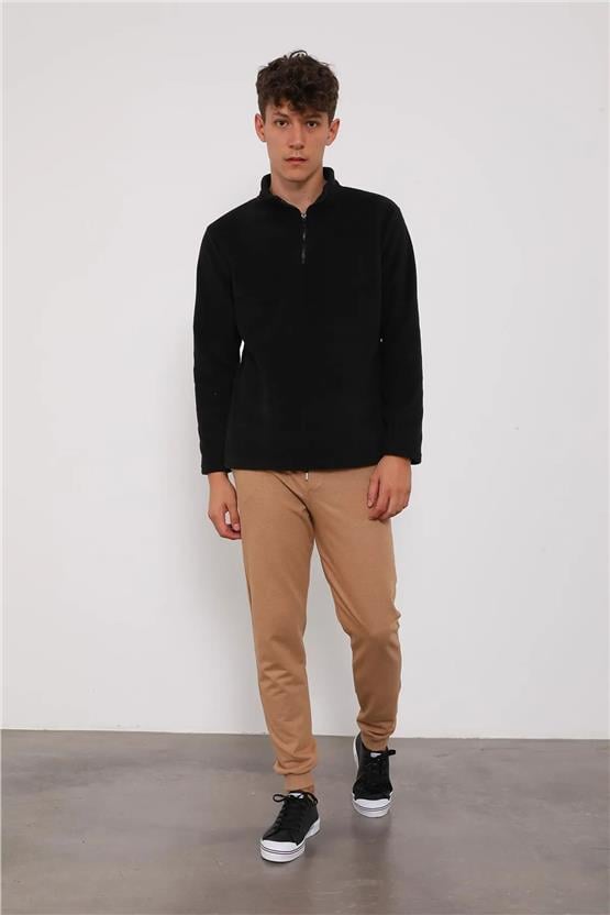 Çetinkaya Mentality 3091 Dik Yaka Yarım Fermuarlı Polar Siyah