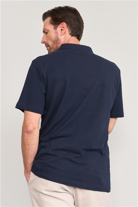 Çetinkaya Mentality 3140 Polo Yaka Penye Pike Cepli Regular T-Shirt Lacivert