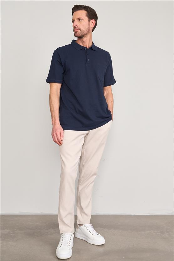 Çetinkaya Mentality 3140 Polo Yaka Penye Pike Cepli Regular T-Shirt Lacivert