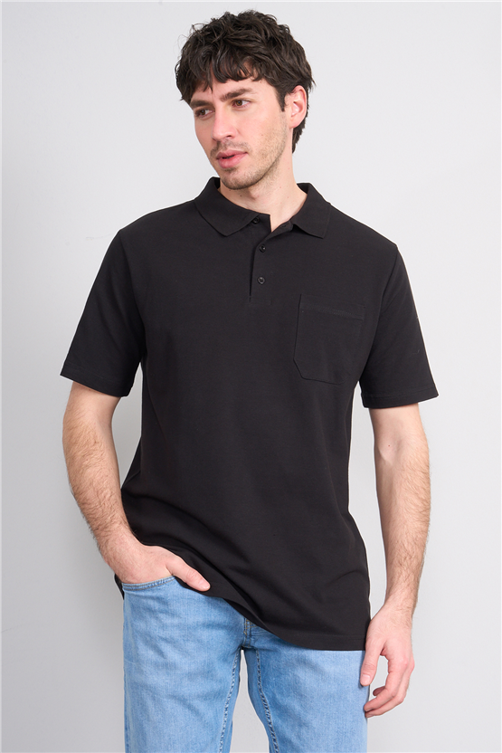 Çetinkaya Mentality 3140 Polo Yaka Regular Cepli Pike T-shirt Siyah