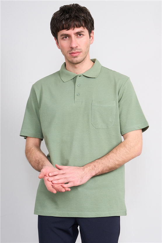 Çetinkaya Mentality 3140 Polo Yaka Regular Cepli Pike T-shirt Haki