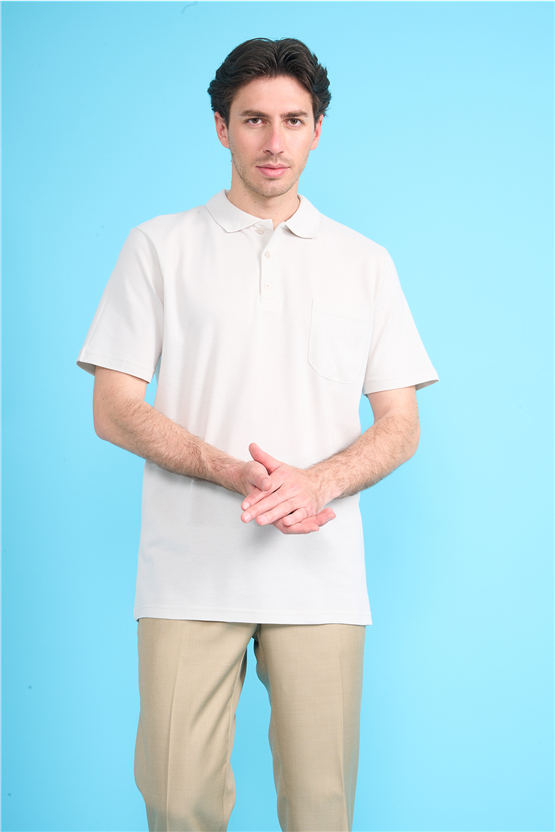 Çetinkaya Mentality 3140 Polo Yaka Regular Cepli Pike T-shirt Taş