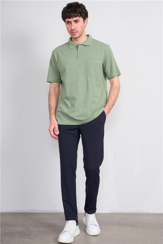 Çetinkaya Mentality 3140 Polo Yaka Regular Cepli Pike T-shirt Haki
