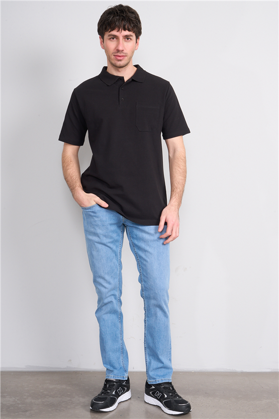 Çetinkaya Mentality 3140 Polo Yaka Regular Cepli Pike T-shirt Siyah