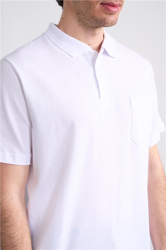 Çetinkaya Mentality 3140 Polo Yaka Regular Cepli Pike T-shirt Beyaz