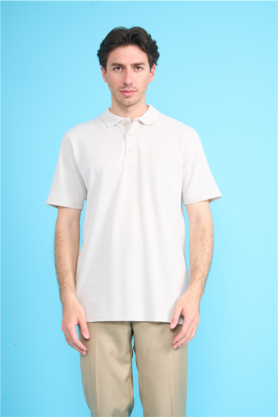 Çetinkaya Mentality 3140 Polo Yaka Regular Cepli Pike T-shirt Taş