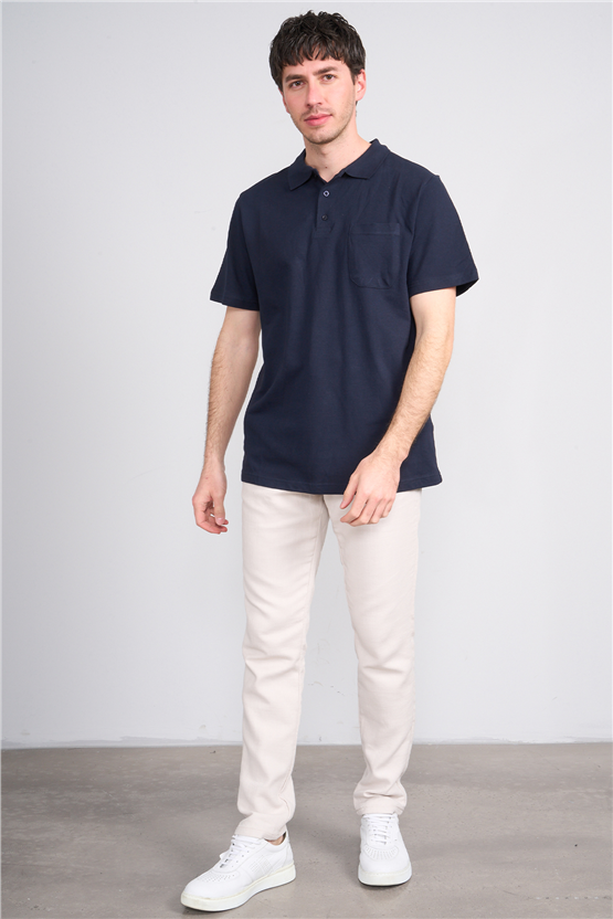 Çetinkaya Mentality 3140 Polo Yaka Regular Cepli Pike T-shirt Lacivert
