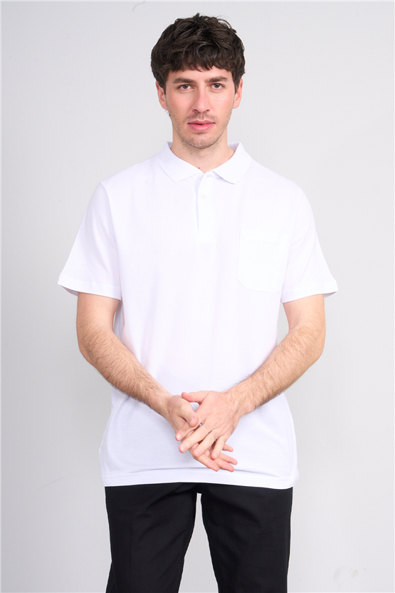 Çetinkaya Mentality 3140 Polo Yaka Regular Cepli Pike T-shirt Beyaz