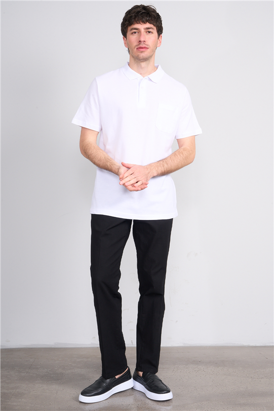 Çetinkaya Mentality 3140 Polo Yaka Regular Cepli Pike T-shirt Beyaz