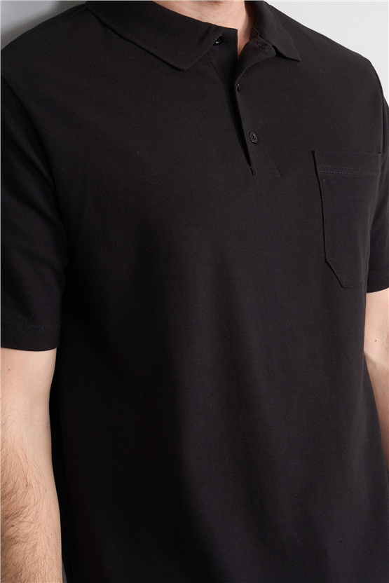 Çetinkaya Mentality 3140 Polo Yaka Regular Cepli Pike T-shirt Siyah
