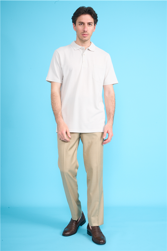 Çetinkaya Mentality 3140 Polo Yaka Regular Cepli Pike T-shirt Taş