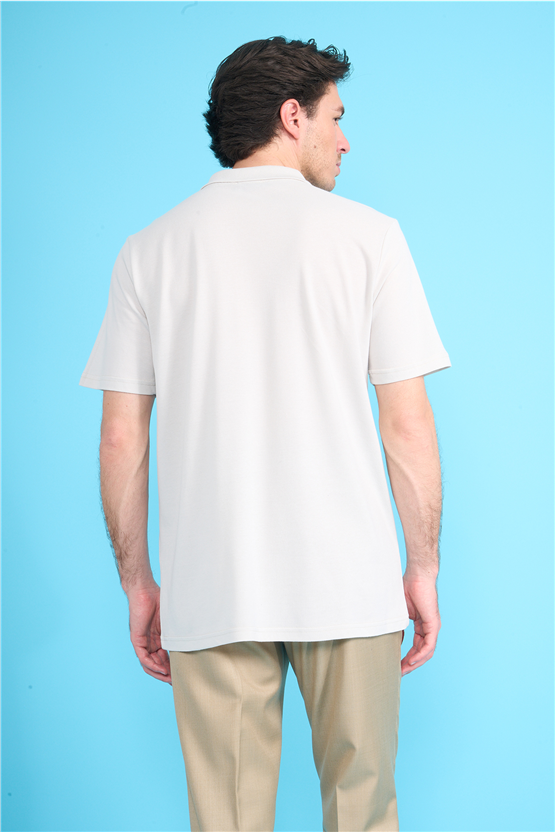 Çetinkaya Mentality 3140 Polo Yaka Regular Cepli Pike T-shirt Taş