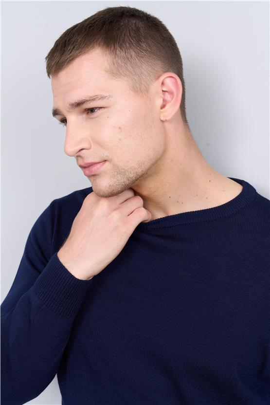 Çetinkaya Mentality 3175 Bisiklet Yaka Lacivert Triko