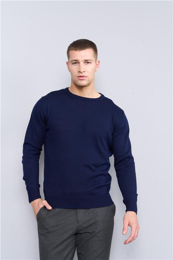 Çetinkaya Mentality 3175 Bisiklet Yaka Lacivert Triko