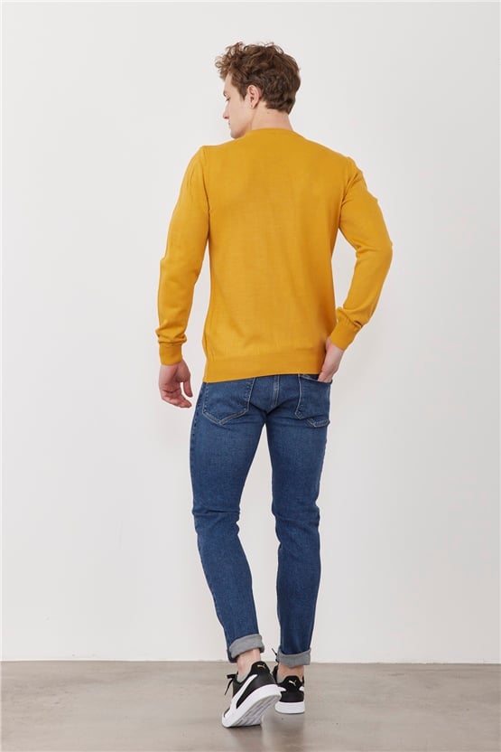 Çetinkaya Mentality 3175 Bisiklete Yaka Hardal Triko