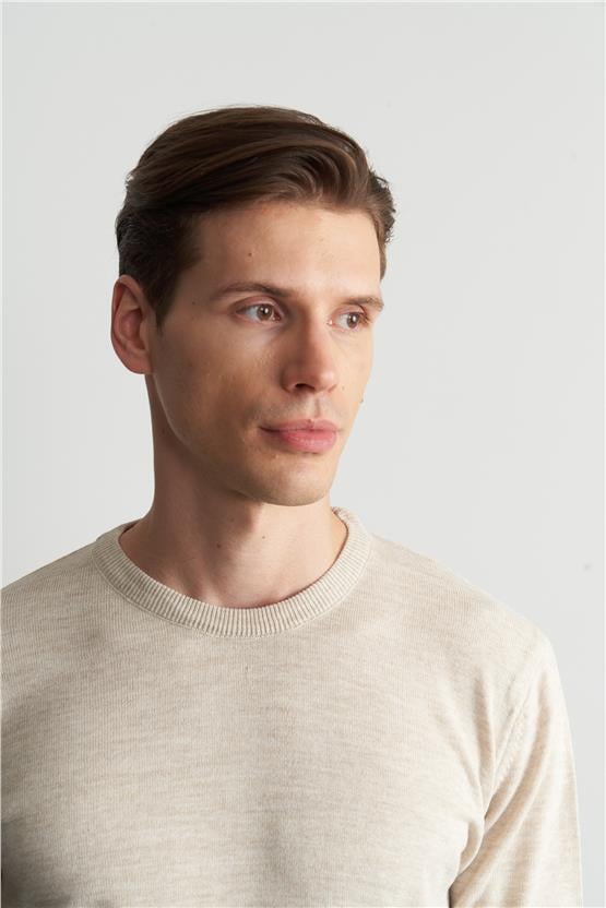 Çetinkaya Mentality 3175 Erkek Bisiklet Yaka Triko Basic Taş