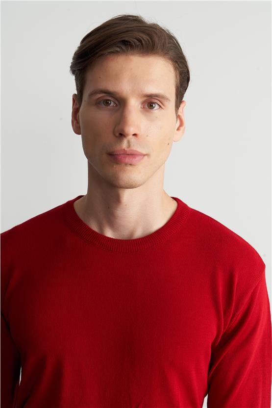 Çetinkaya Mentality 3175 Erkek Bisiklet Yaka Triko Basic Kırmızı