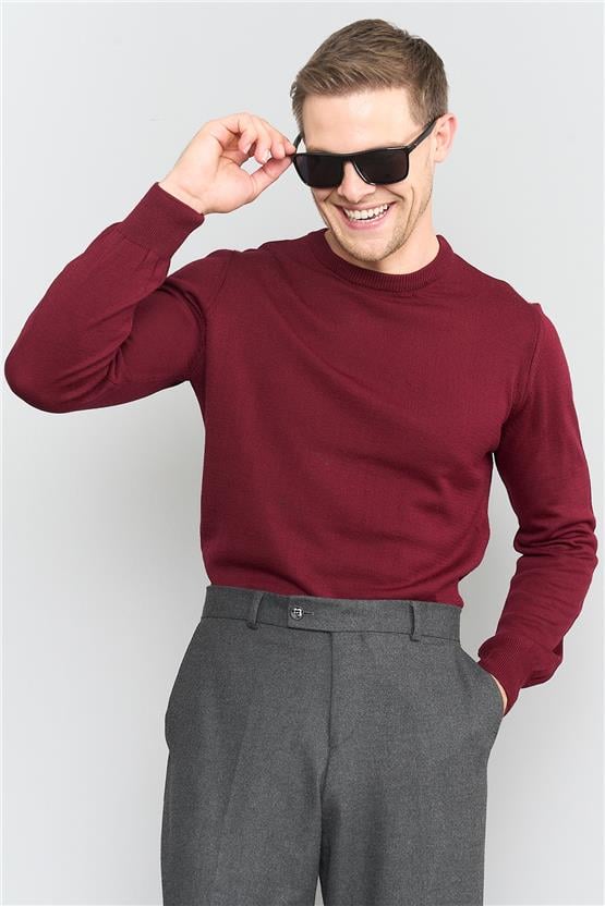 Çetinkaya Mentality 3175 Erkek Bisiklet Yaka Triko Basic Bordo