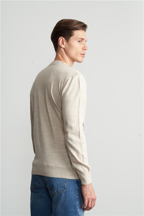 Çetinkaya Mentality 3175 Erkek Bisiklet Yaka Triko Basic Taş