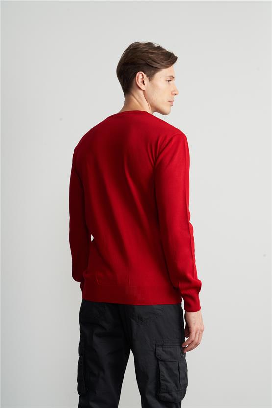 Çetinkaya Mentality 3175 Erkek Bisiklet Yaka Triko Basic Kırmızı