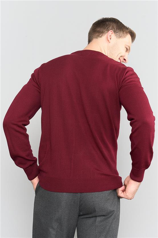 Çetinkaya Mentality 3175 Erkek Bisiklet Yaka Triko Basic Bordo