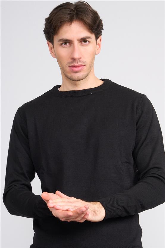 Çetinkaya Mentality 3175 Slim Fit Siyah Basic Triko