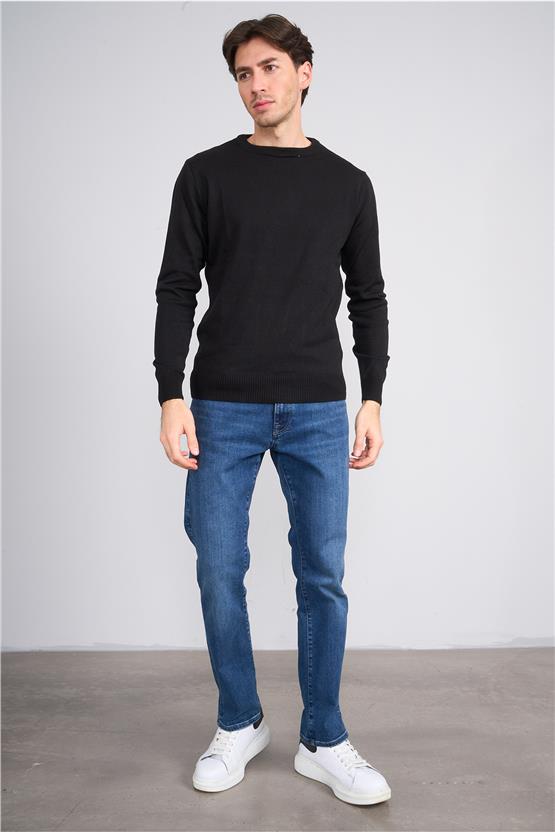 Çetinkaya Mentality 3175 Slim Fit Siyah Basic Triko
