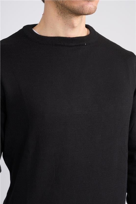 Çetinkaya Mentality 3175 Slim Fit Siyah Basic Triko