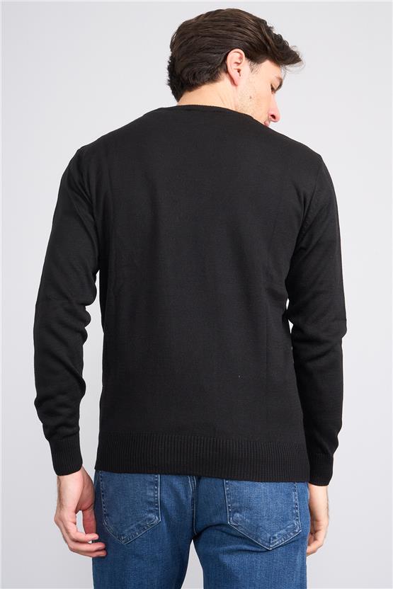 Çetinkaya Mentality 3175 Slim Fit Siyah Basic Triko