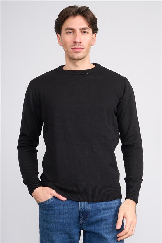 Çetinkaya Mentality 3175 Slim Fit Siyah Basic Triko