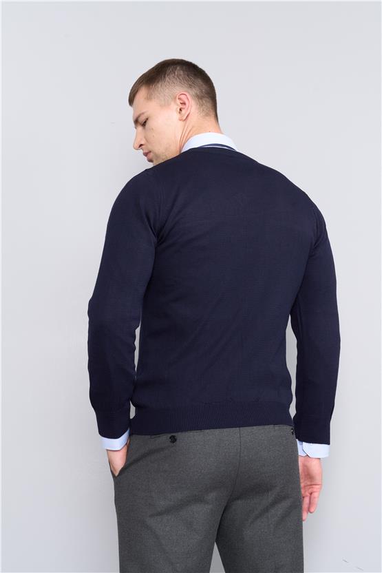 Çetinkaya Mentality 3176 Bisiklet Yaka Lacivert Triko