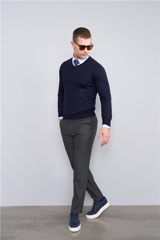 Çetinkaya Mentality 3176 Bisiklet Yaka Lacivert Triko