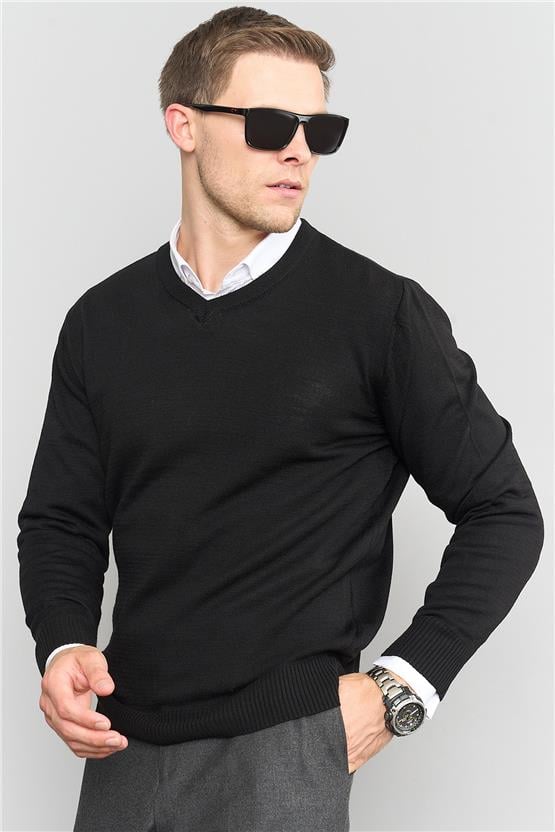 Çetinkaya Mentality 3176 Erkek Siyah Triko