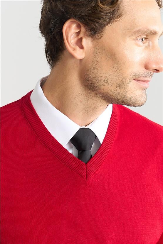 Çetinkaya Mentality 3176 Erkek V Yaka Kırmızı Triko