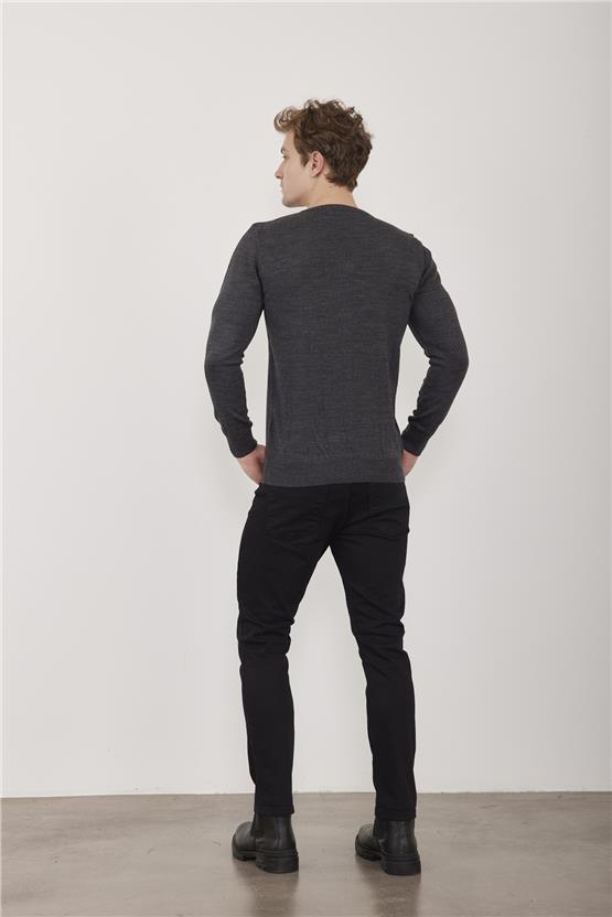 Çetinkaya Mentality 3176 Slim Fit Antrasit Basic Triko