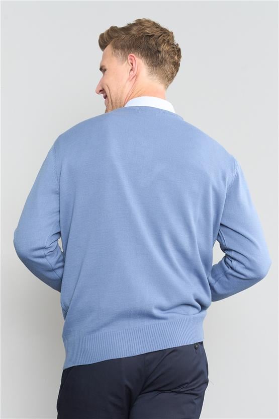 Çetinkaya Mentality 3176 V Yaka İndigo Triko Kazak