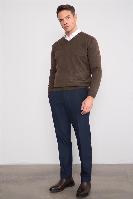 Çetinkaya Mentality 3176 V Yaka Kahverengi Triko