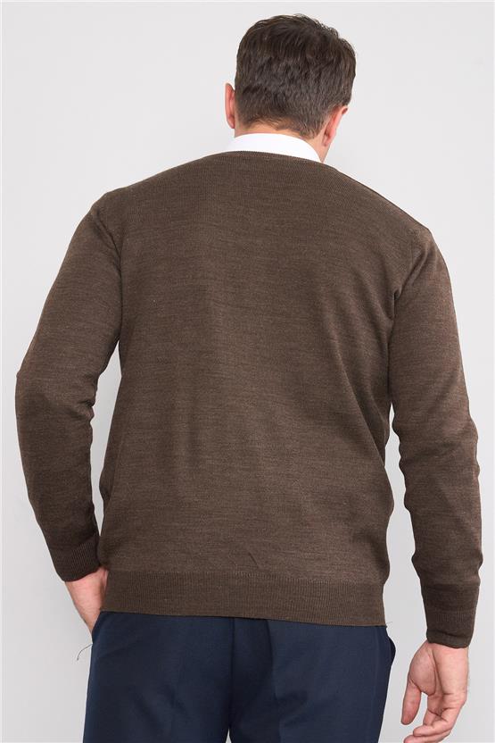 Çetinkaya Mentality 3176 V Yaka Kahverengi Triko